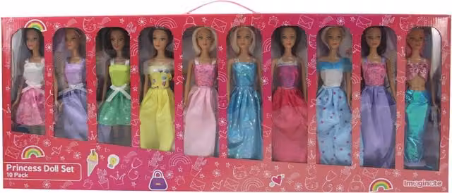 Imaginate Set of 10 Multicolour Princess Dolls