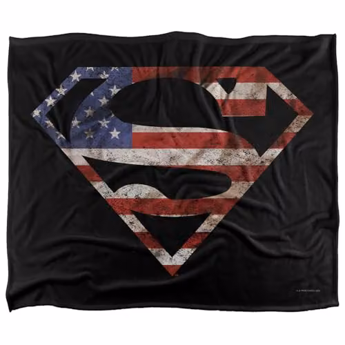 DC Comics Superman Super Patriot Silky Touch Super Soft Throw Blanket, White, W/D/H: 152 x 127 cm – 1