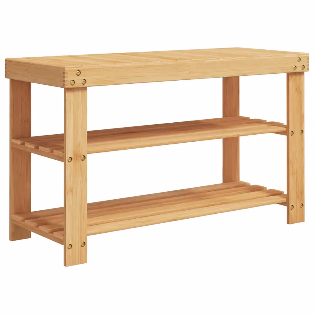 Berkfield Home 3-Tier Bamboo Shoe Rack, Brown, W: 70 cm, D: 27.5 cm, H: 45 cm – 2