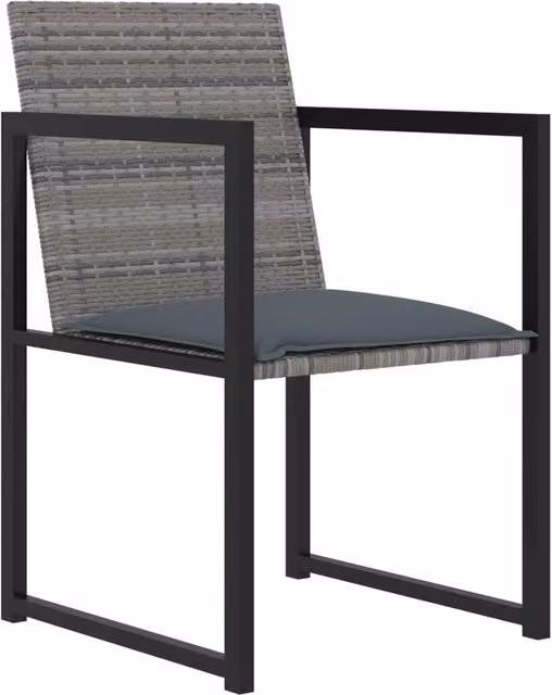 Berkfield Home 5 Piece Poly Rattan Outdoor Dining Set with Glass Top Table and Cushions in Grey – 1