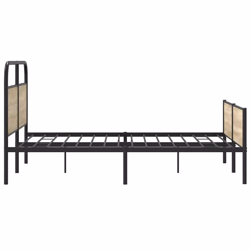 Berkfield Home Metal and Oak Bed Frame in Light Brown, W/D/H: 160 x 200 x 166 cm – 3
