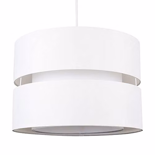 CGC Lighting Modern Two Tier Fabric Ceiling Lamp Shade in Beige or White, Diameter: 26 cm – 2