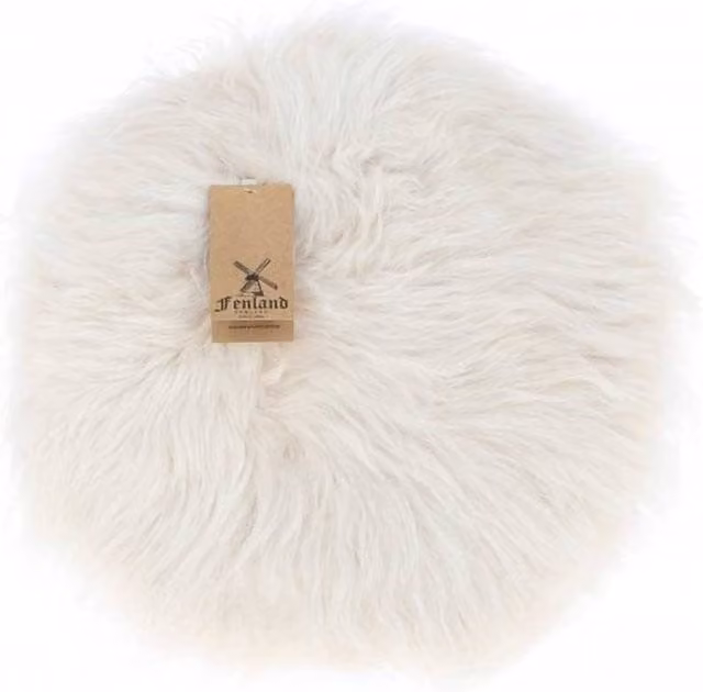 Fenland England Real White Sheepskin Seat Pad, Round, Diameter: 34 cm
