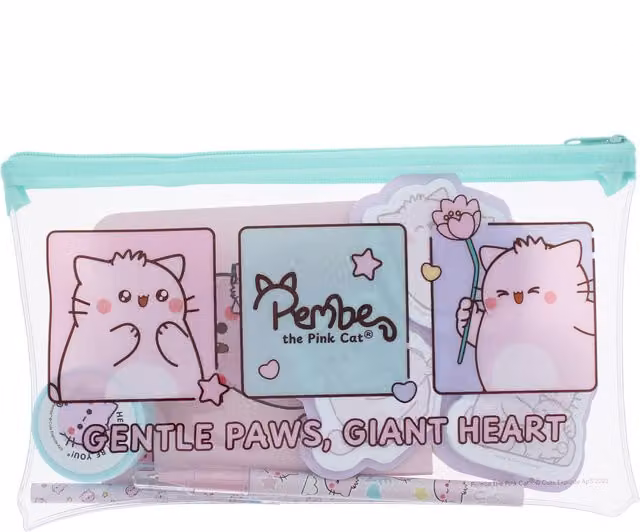 Pink Plastic School Stationery Set