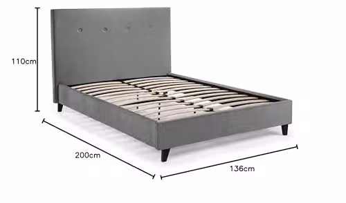 Julian Bowen Shoreditch Grey Velvet Upholstered Bed Frame, 120 x 200 cm – 2