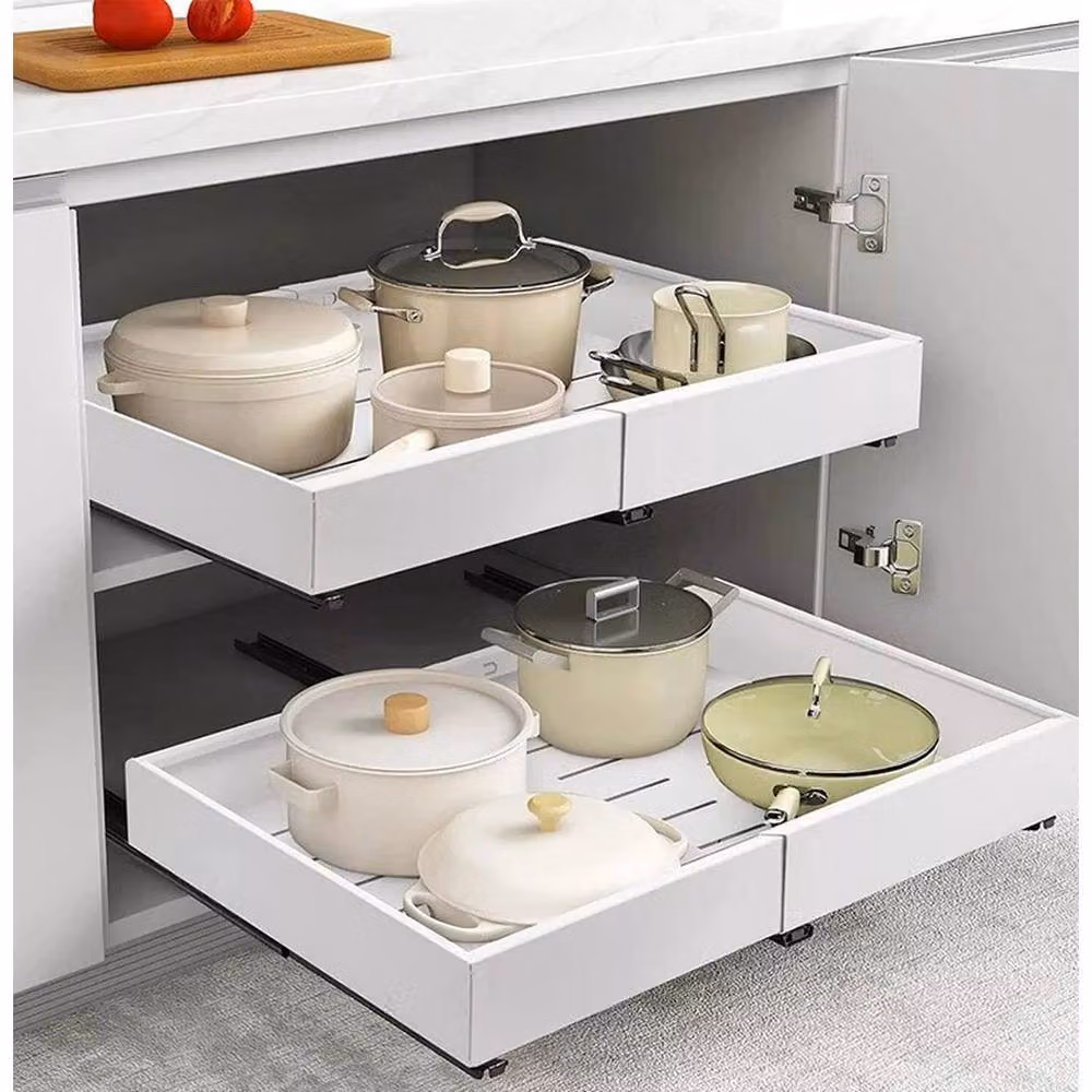 EONLION White Pull Out Cabinet Drawer Shelf Organizer W/D/H: 50 x 50 x 50 cm – 4