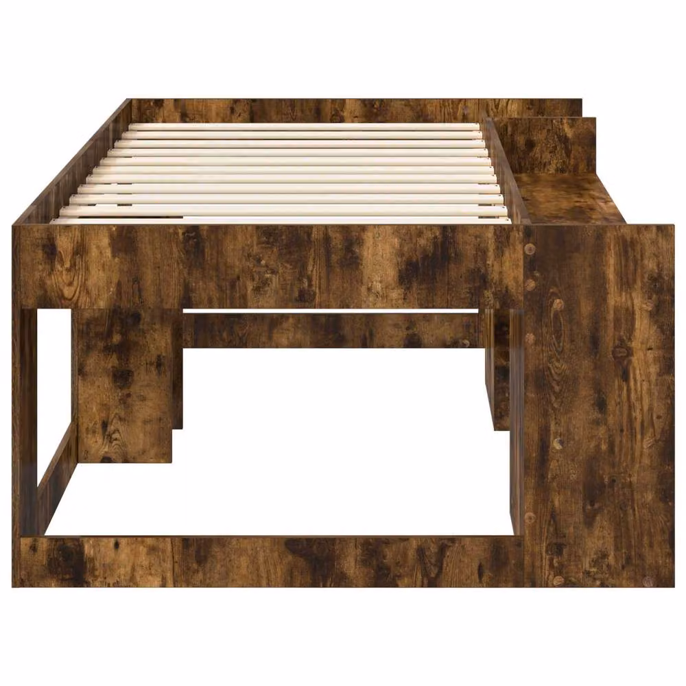 Berkfield Home Kids Bed Frame with Side Compartment Storage in Smoked Oak Brown, W/D/H: 90 x 200 cm – 3