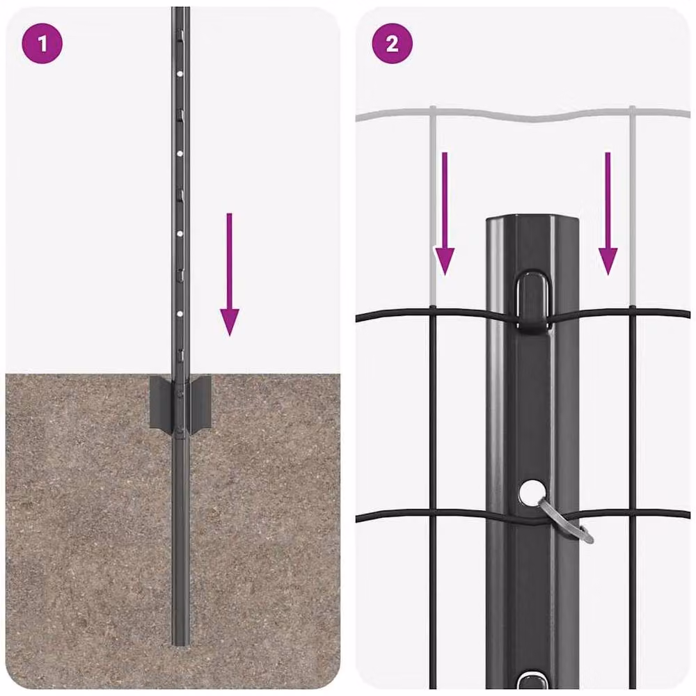 Berkfield Large Rectangular Garden Fence Set of 2 in Grey Powder-Coated Steel – 5