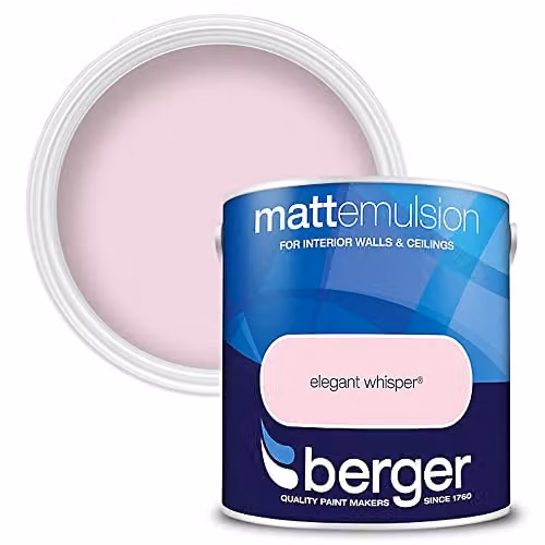 Berger Matt Emulsion Water Based Paint in Eleg Whisper Pink, 2.5 l