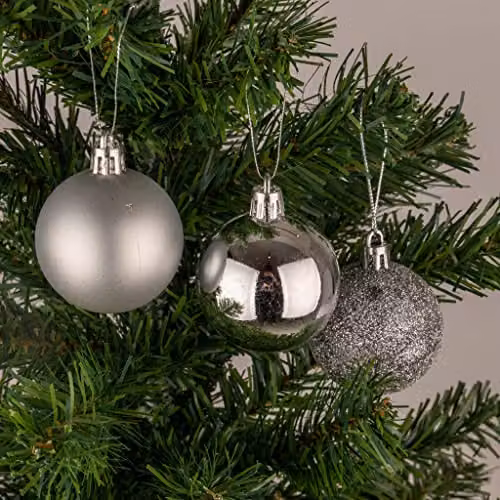 Shatchi 18-Piece Silver Shatterproof Plastic Christmas Bauble Hanging Decorations – 2