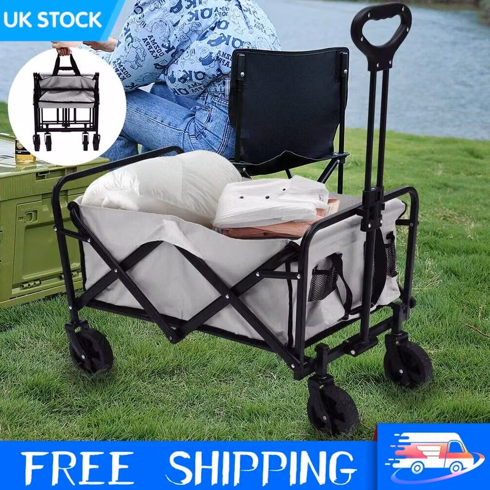 KORVIXA Heavy Duty Foldable Trolley Cart, Grey, W: 1000 cm, D: 52 cm, H: 52 cm – 3