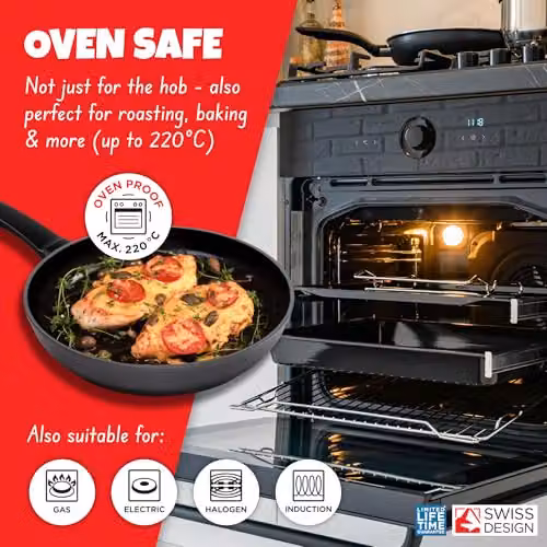 Kuhn Rikon Black Non-Stick Forged Aluminium Frying Pan, 24 cm – 6