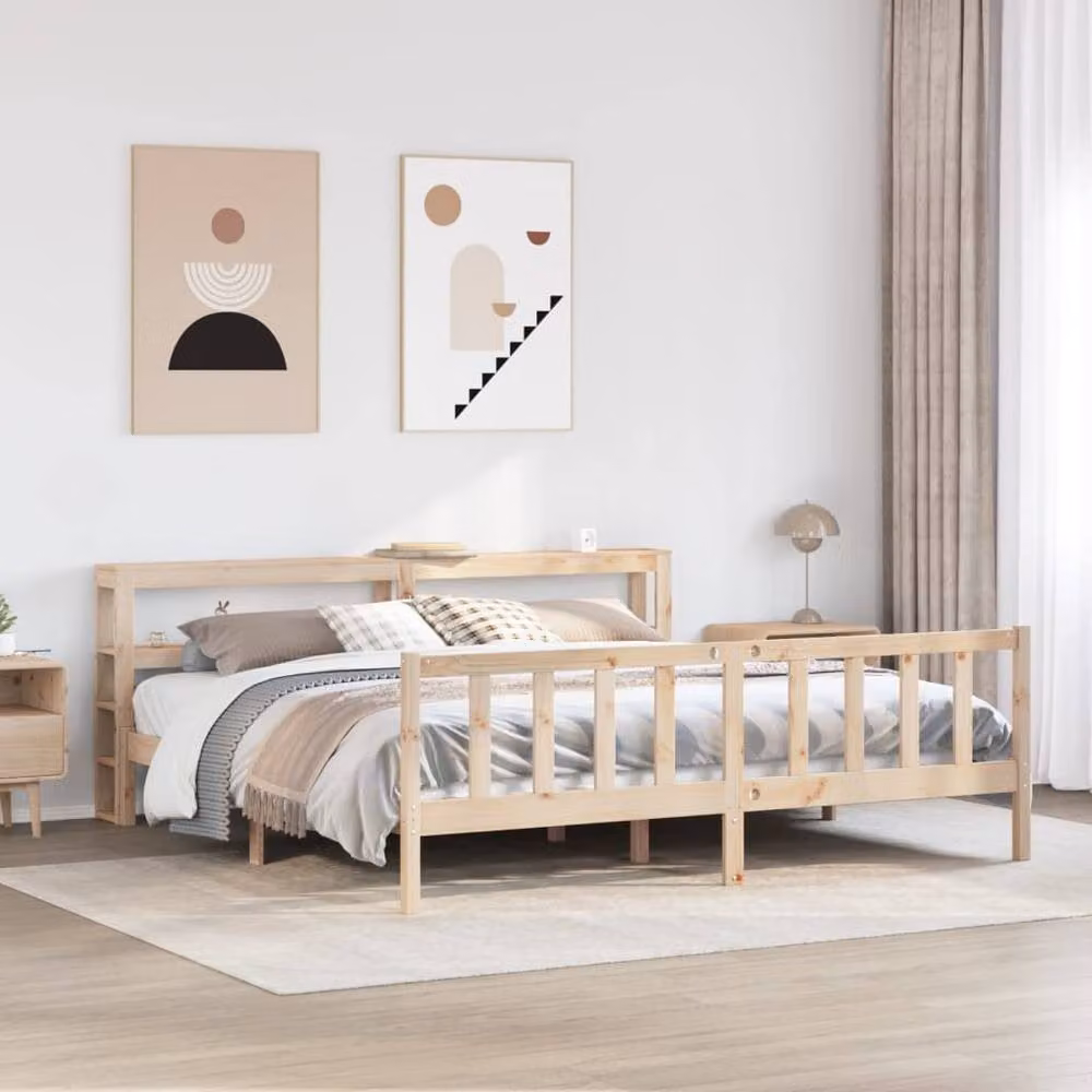 Berkfield Home Beautiful Solid Wood Super King Bed Frame in Brown, W/D/H: 180 x 200 x 82 cm – 2