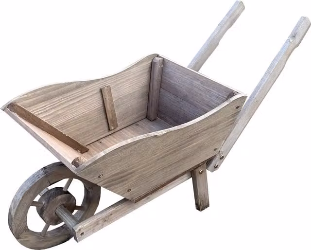 Brown Wooden Garden Wheelbarrow Planter with Liner