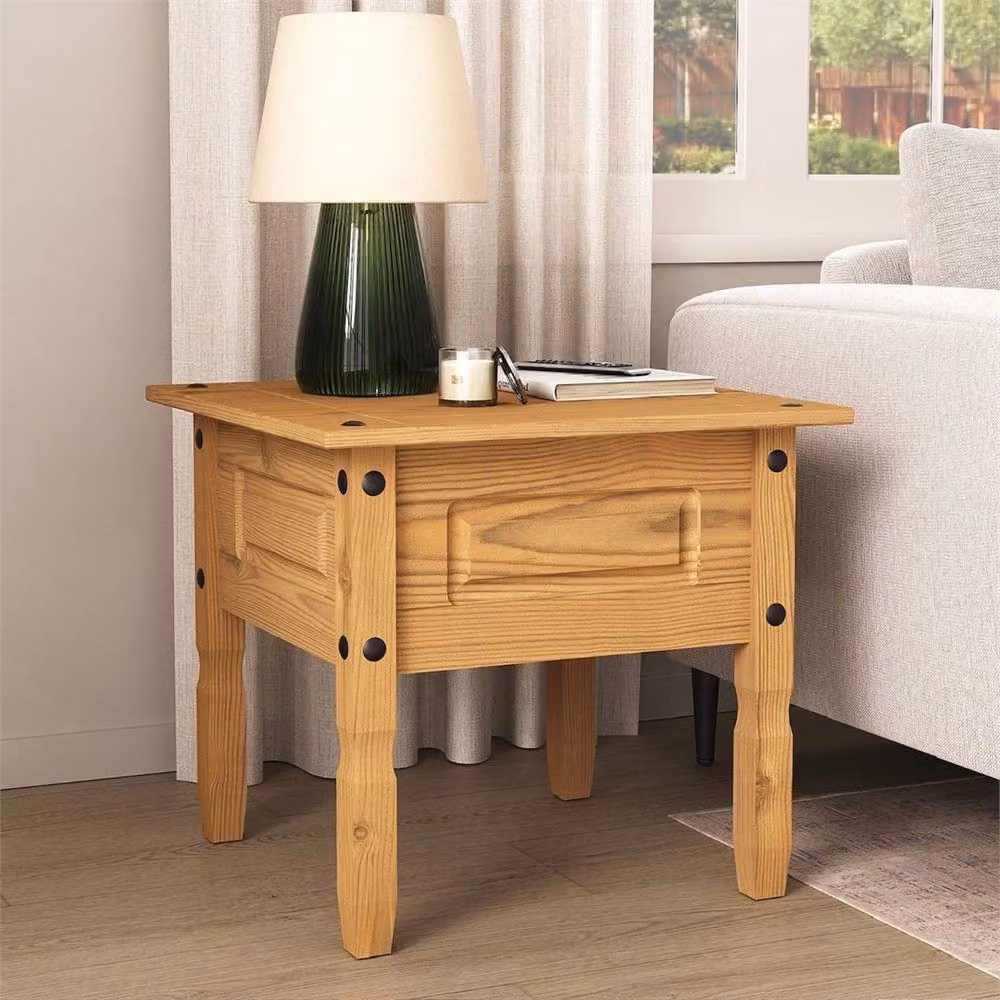 Nordara Rustic Pine Lamp Table in Tan – 2