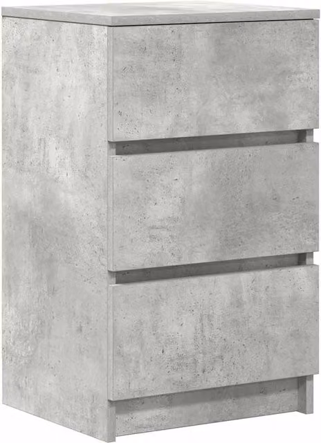 Berkfield Home Bedside Cabinet with 3 Drawers in Concrete Grey, W/D/H: 39 x 35 x 65 cm