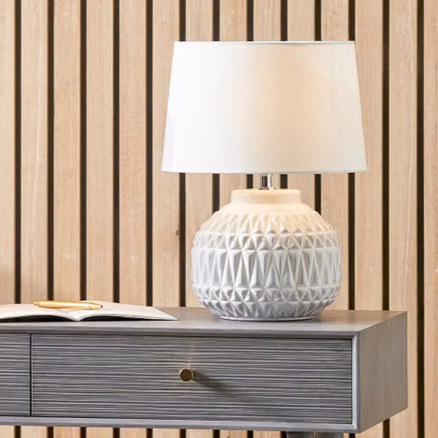 Pacific Lifestyle Aztec Ceramic Tabletop Lamp in White