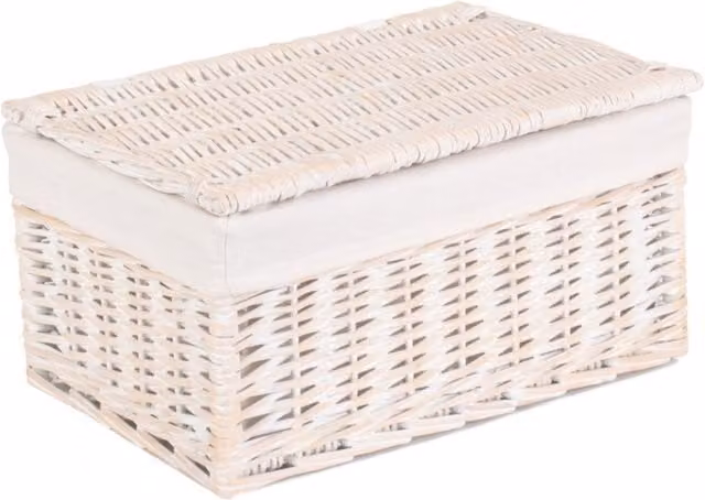 Red Hamper Wicker Storage Basket with White Cotton Lining