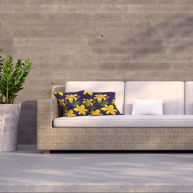 Andrew Lee Yellow Floral Outdoor Square Cushion, W/D/H: 60 x 60 x 60 cm