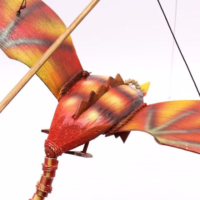 KDMK Red Coconut Dragon Handmade Hanging Wood and Rattan Garden Decor, Height: 37 cm