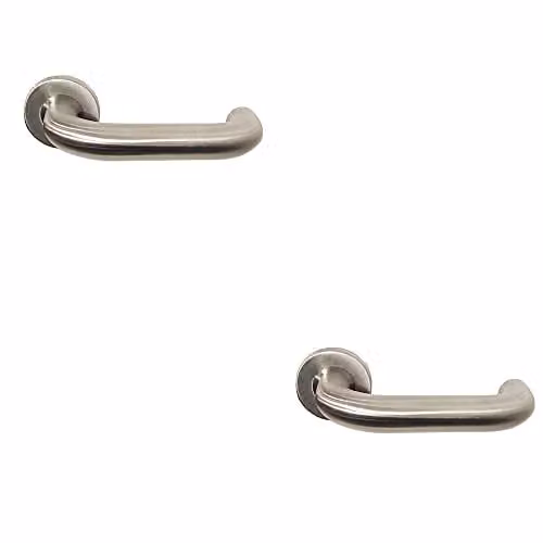 Loops 2 Pack 22mm Round Bar Safety Handle on Round Rose in Brushed Satin Stainless Steel Silver