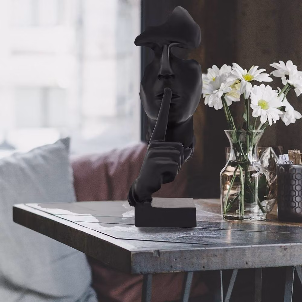 Huhote Black Resin Thinker Ponder Abstract Art Sculpture for Home or Office Desk Decor – 8