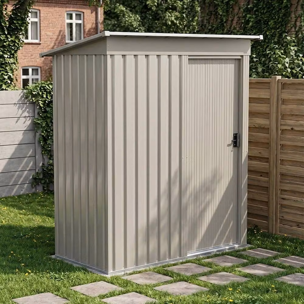 FORGEVIO Grey Galvanised Steel Pent Garden Shed with Sliding Door – 2