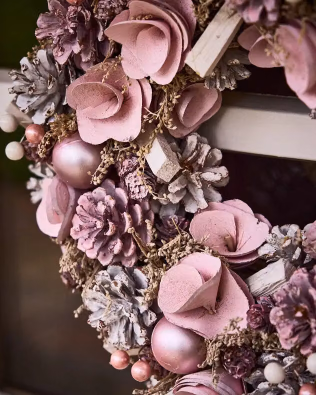 Dibor Pink and White Rose Christmas Wreath, Diameter: 38 cm – 4