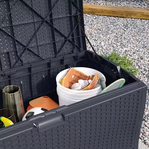 Rowlinson Missouri 276L Plastic Garden Storage Box in Cyberspace Grey, W117 x D60 x H57 cm – 3