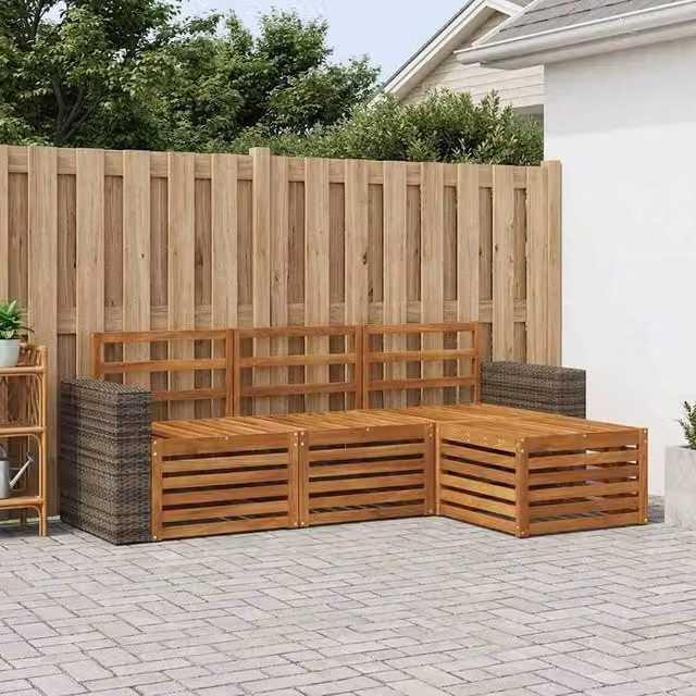 Berkfield Home 4-Piece L-Shape Outdoor Sofa Set in Brown Treated Acacia Wood