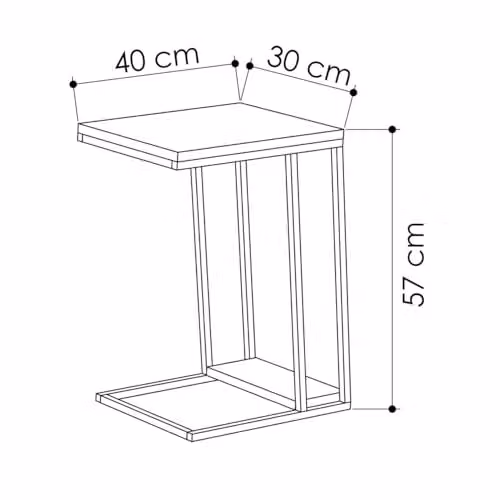 FWStyle 2 Tier Modern Grey C-Shaped Sofa Side Table with Melamine Top and Metal Frame, W/D/H: 40.9 x 45.0 x 50.0 cm – 2