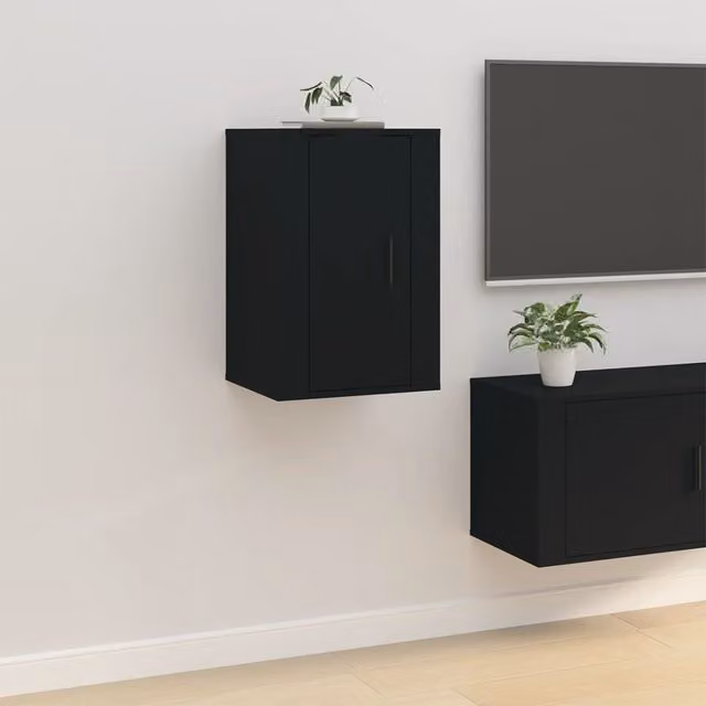 Berkfield Home Wall Mounted TV Cabinet in Black, W/D/H: 40 x 34.5 x 60 cm