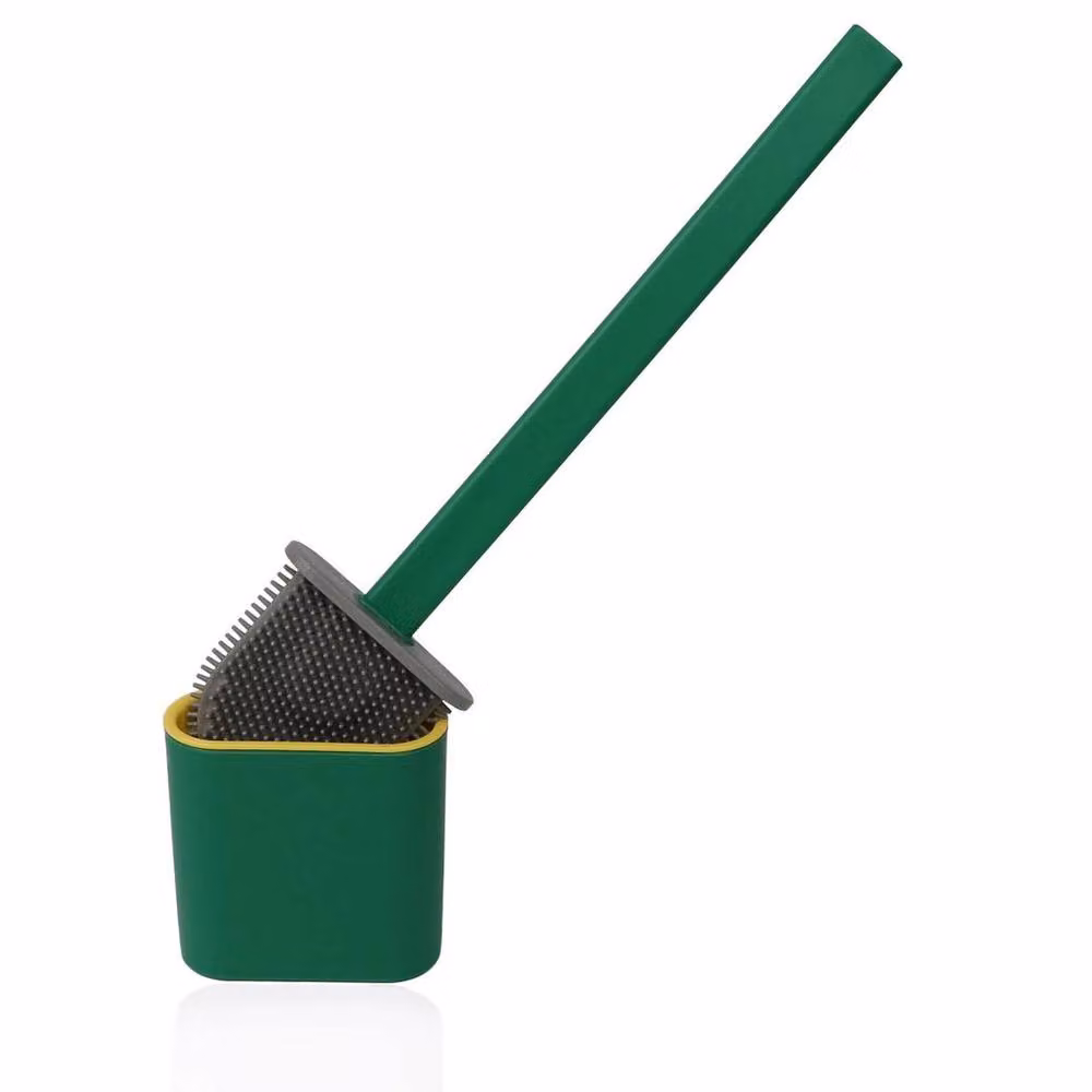 NESTLUNE Green Toilet Brush and Holder Set with Silicone Brush – 2