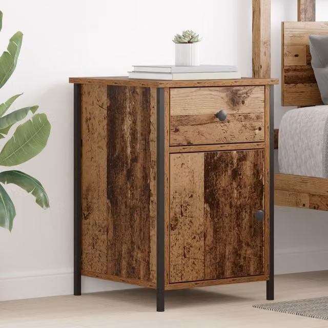 Berkfield Home Set of 2 Bedside Cabinets in Old Wood Brown, W/D/H: 40 x 42 x 60 cm – 1