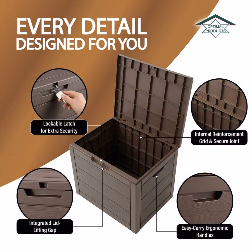 SPETLEK Large Brown Plastic Outdoor Garden Storage Box with Lock – 3