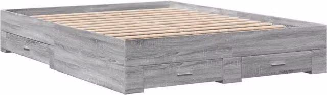 Berkfield Home Modern King Size Bed Frame with Drawers, Grey Sonoma, W/D/H: 150 x 203 x 32 cm – 1