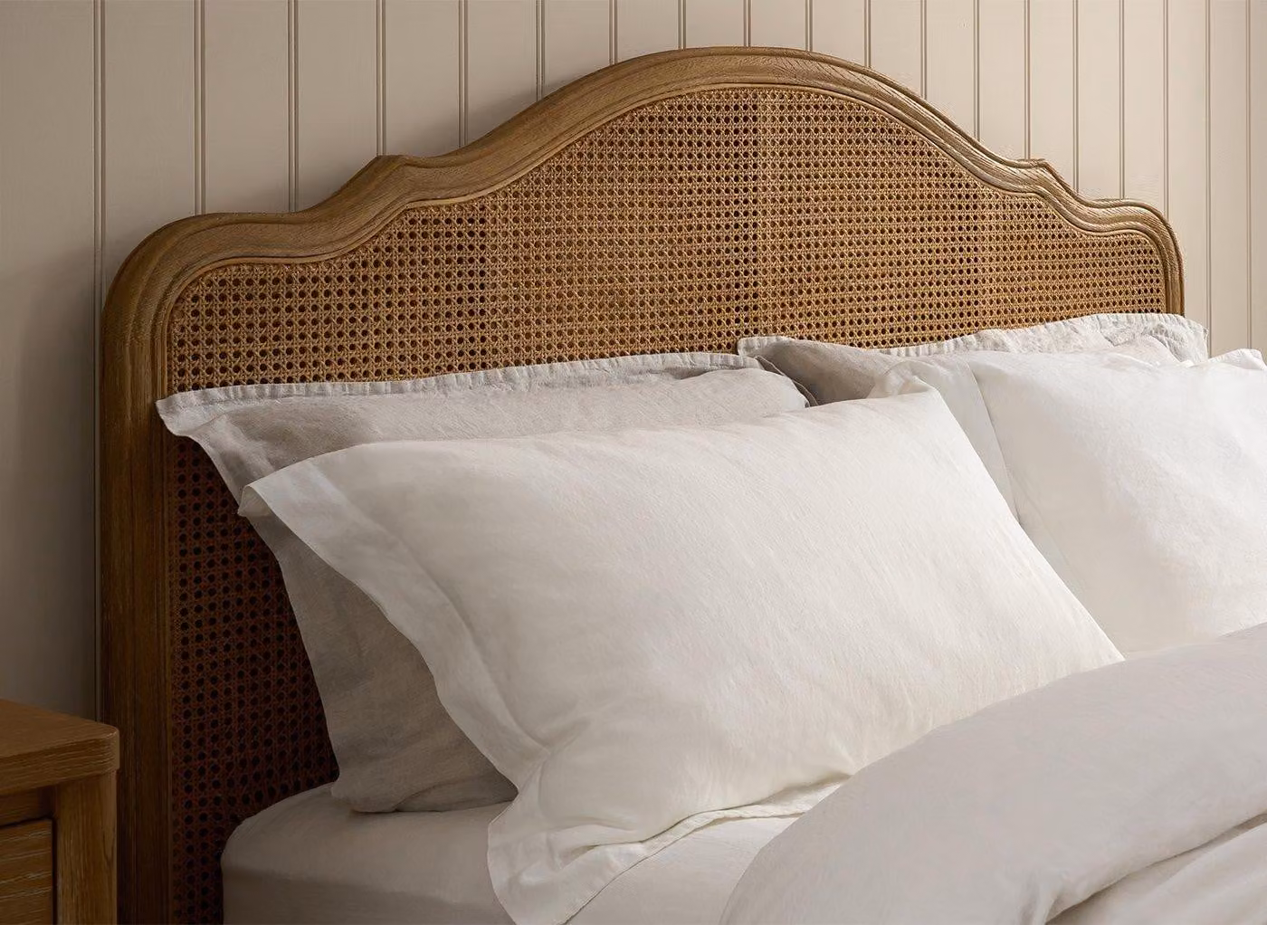 Feather & Black Amelie Striped Pillowcase Pair in White, King Size, Breathable Half-Linen and Cotton