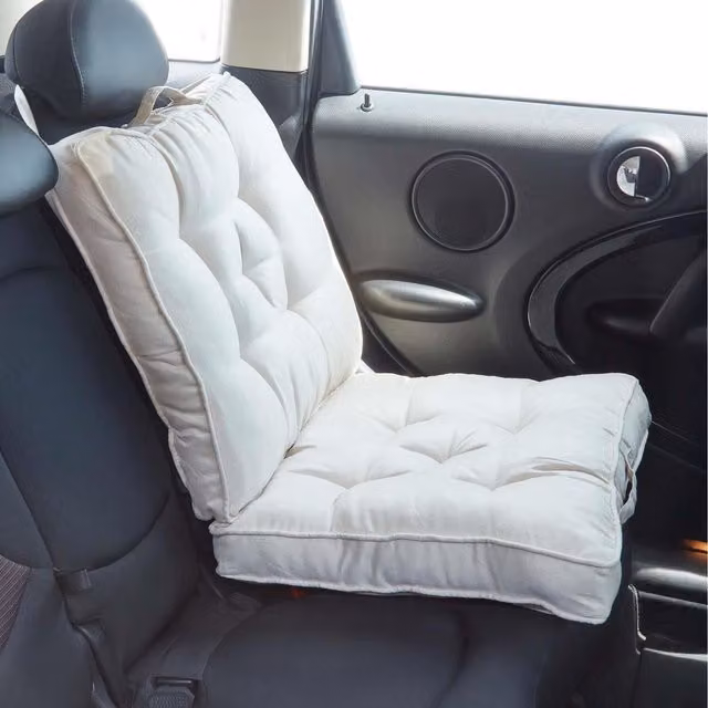 Homescapes Rectangular Cotton Seat Booster Cushion in Beige, Yellow or White