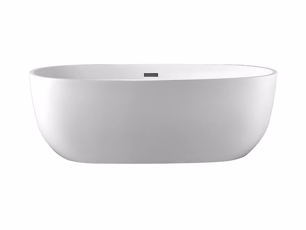 Vente-unique Freestanding Oval Acrylic Bathtub in White, W/D/H: 170 x 80 x 58 cm – 2