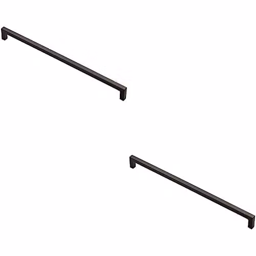 Loops 2 Pack Square Block Bar Pull Handles in Matt Black, Fixing Centres: 320 mm, W: 330 mm, D: 10 mm