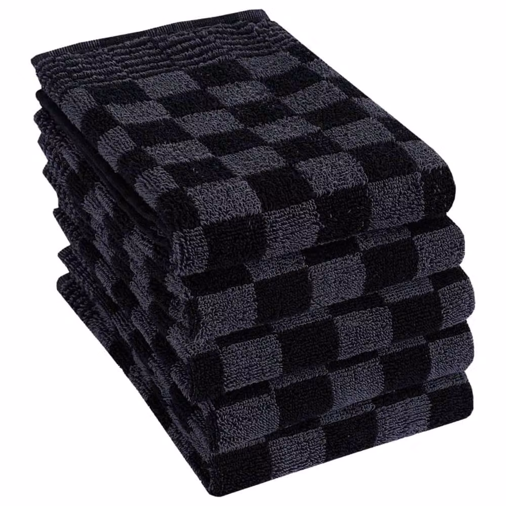 Berkfield Home 10 Piece Checked Cotton Towel Set in Black, Grey and Multicolour – 3