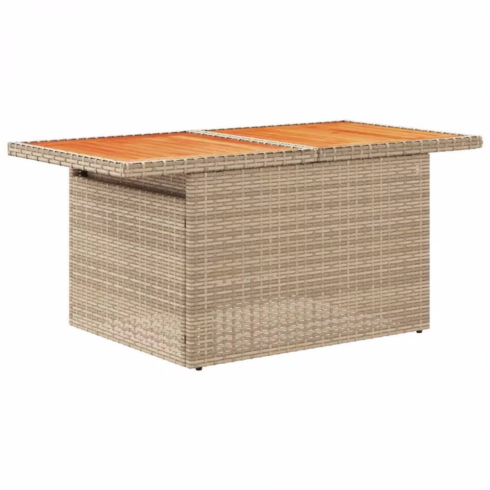 Berkfield Home Beige Garden Table with Acacia Wood and Poly Rattan, W/D/H: 100 x 55 x 73 cm – 3