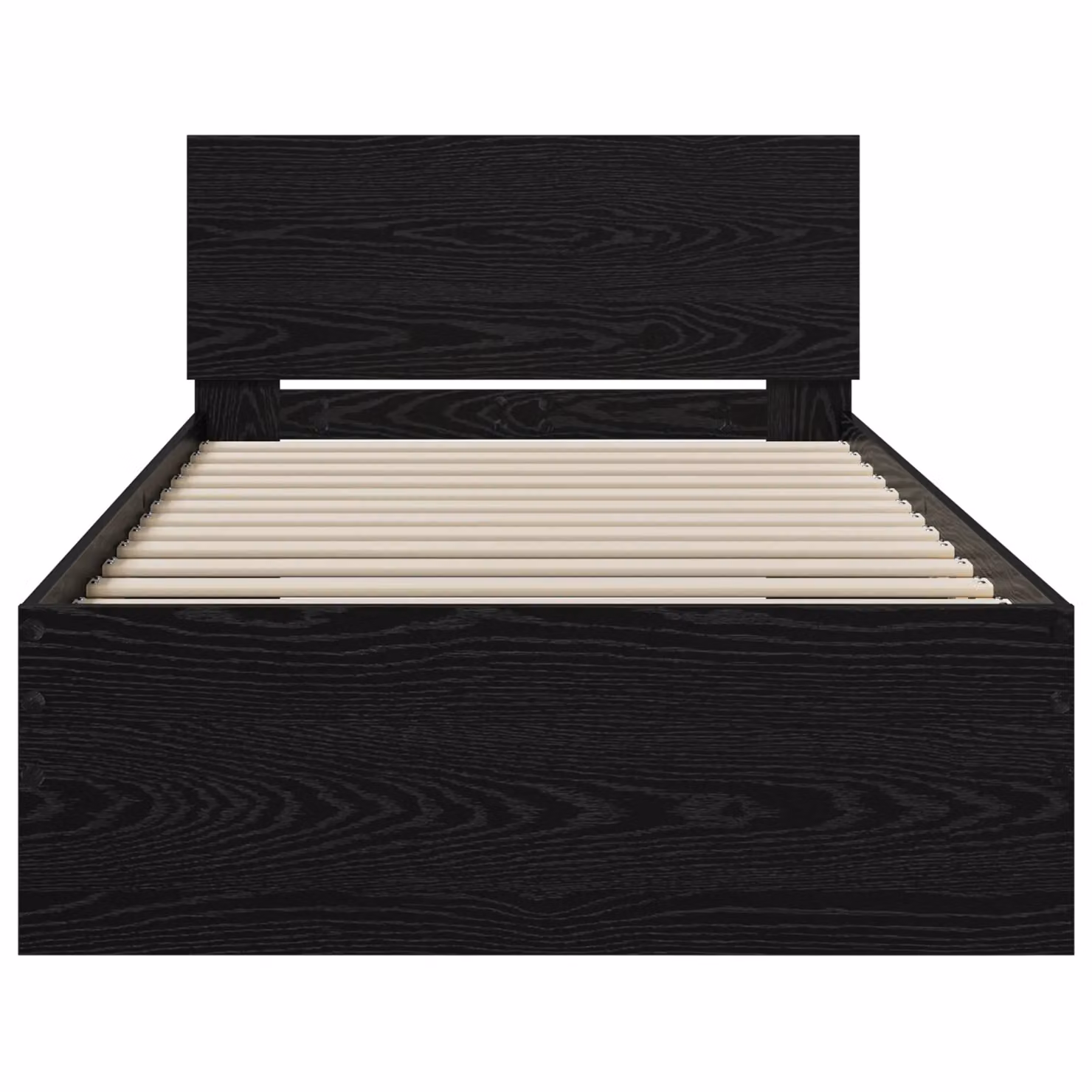 Berkfield Home Modern Black Oak Bed Frame with Headboard, W/D/H: 190 x 75 x 31 cm – 3