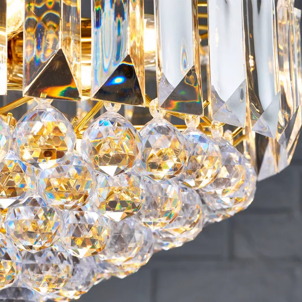 Loops 6 Light Chandelier Pendant in Gold Brass and Transparent Glass – 3