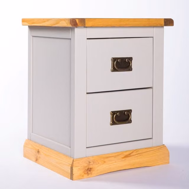 Cabinet Bits Bomporto 2 Drawer Bedside Cabinet in Grey Waxed Pine