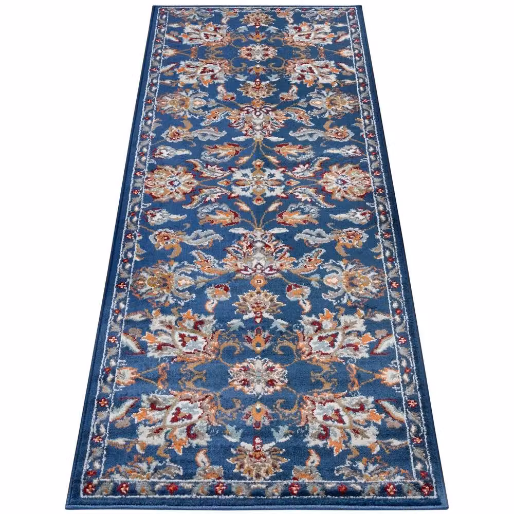 THE RUGS Caracci Orient Rug with Vintage Floral Design in Blue, W: 80 cm, L: 120 cm – 5