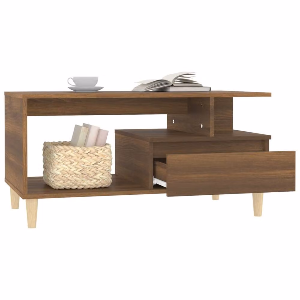 Berkfield Home Brown Oak Coffee Table, W/D/H: 90 x 49 x 45 cm – 3
