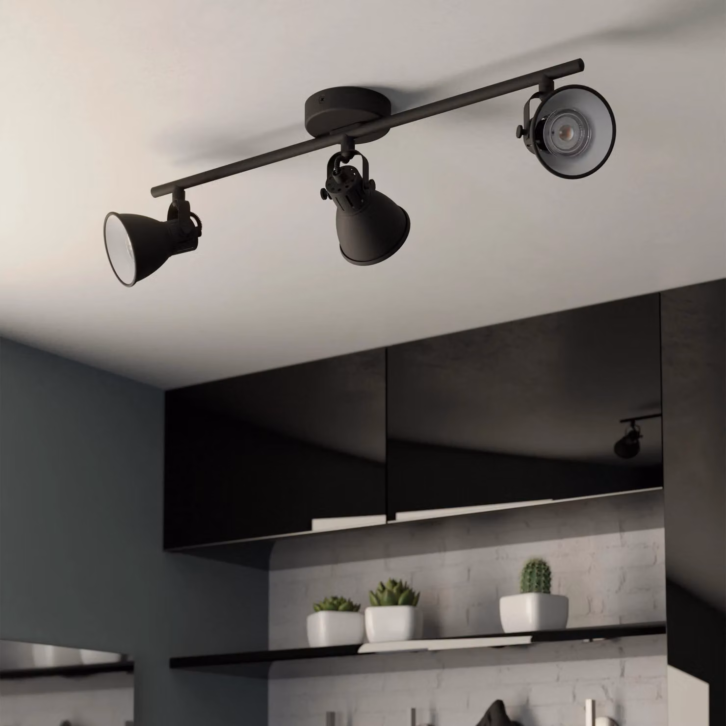 Eglo Seras 3-Light Industrial Black Metal Ceiling Light – 4