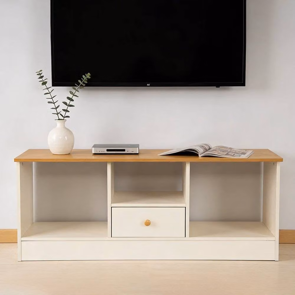 KORVIXA Modern White TV Unit with 3 Shelves and 1 Drawer, W/D/H: 100 x 100 x 100 cm – 3