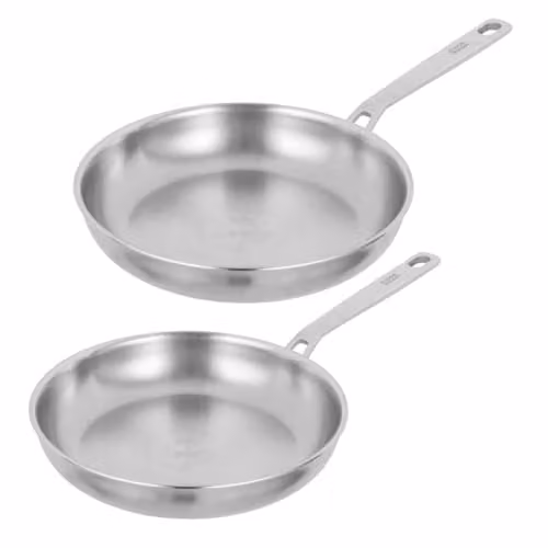 Kuhn Rikon Culinary Fiveply Uncoated Stainless Steel and Aluminium Frying Pan Set, Silver, Diameter: 24 cm and 28 cm – 1